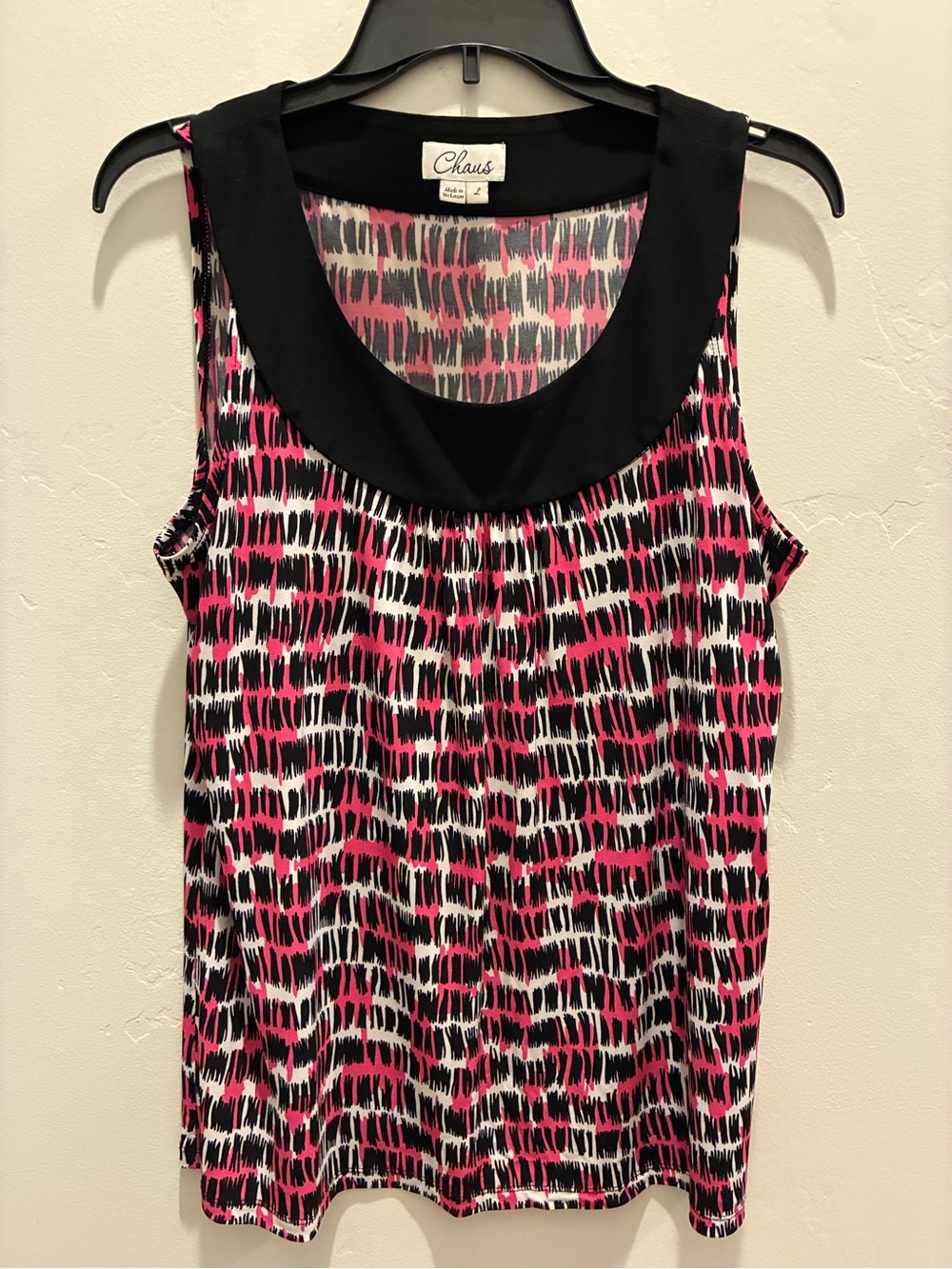 Chaus Pink Black Abstract Print Sleeveless Camisole